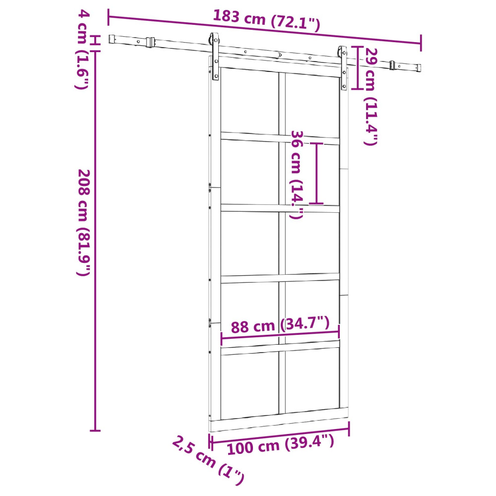 Produktbild för Skjutdörr Naturlig 100 x 208 cm Massiv furu