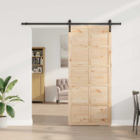 Produktbild för Skjutdörr Naturlig 90 x 208 cm Massiv furu