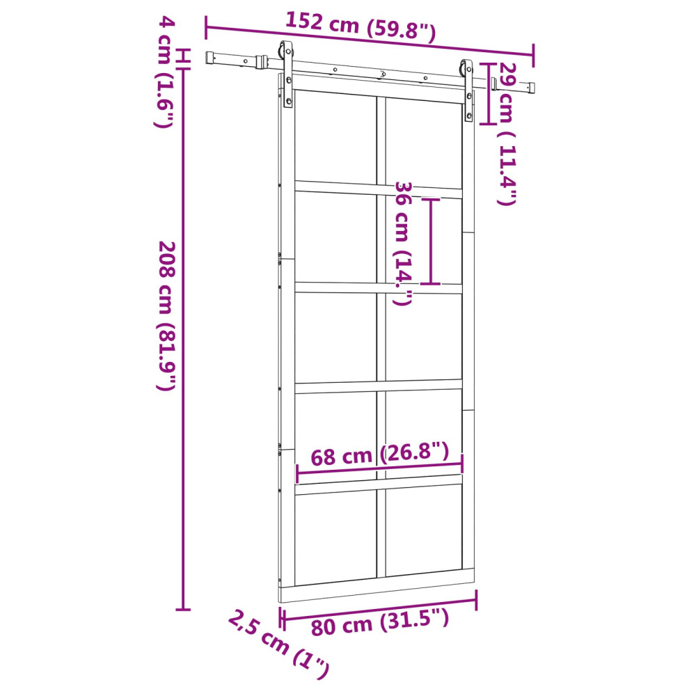Produktbild för Skjutdörr Naturlig 80 x 208 cm Massiv furu