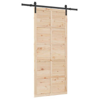 Produktbild för Skjutdörr Naturlig 80 x 208 cm Massiv furu