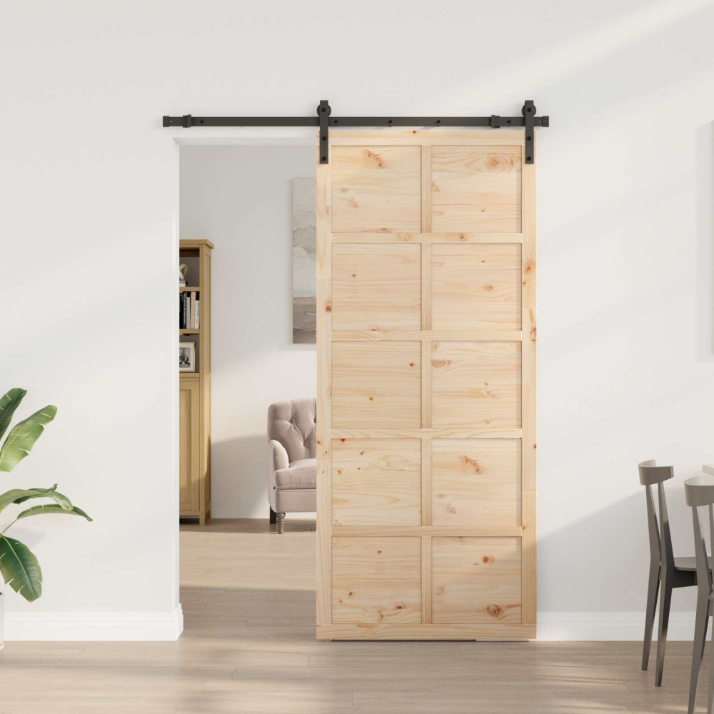 Produktbild för Skjutdörr Naturlig 80 x 208 cm Massiv furu