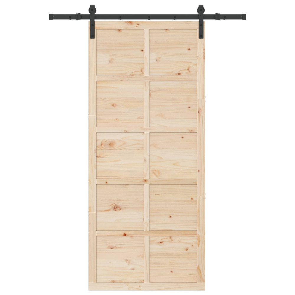 Produktbild för Skjutdörr Naturlig 80 x 208 cm Massiv furu