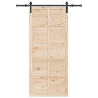 Produktbild för Skjutdörr Naturlig 80 x 208 cm Massiv furu