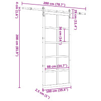 Produktbild för Skjutdörr Naturlig 100 x 208 cm Massiv furu