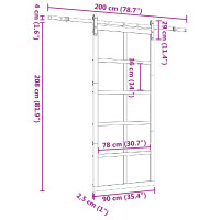 Produktbild för Skjutdörr Naturlig 90 x 208 cm Massiv furu