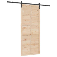 Produktbild för Skjutdörr Naturlig 90 x 208 cm Massiv furu