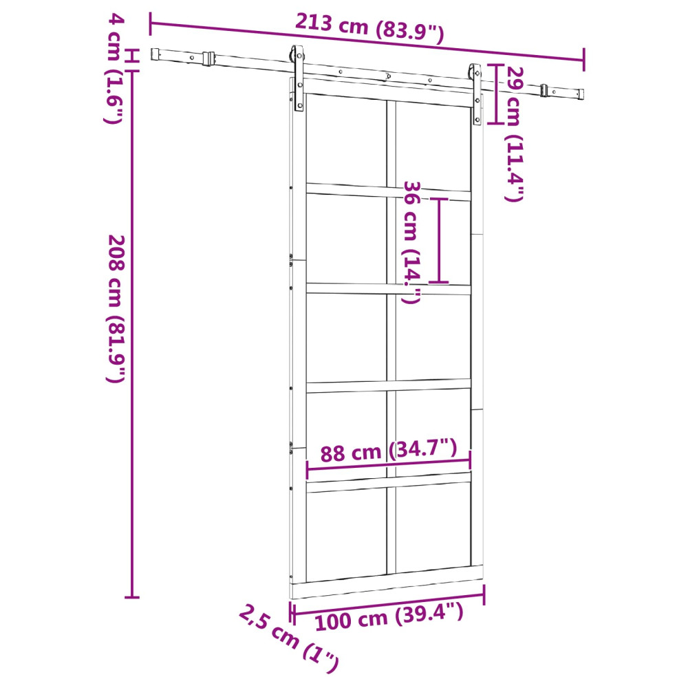 Produktbild för Skjutdörr Naturlig 100 x 208 cm Massiv furu