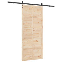 Produktbild för Skjutdörr Naturlig 90 x 208 cm Massiv furu