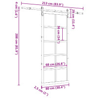 Produktbild för Skjutdörr Naturlig 80 x 208 cm Massiv furu