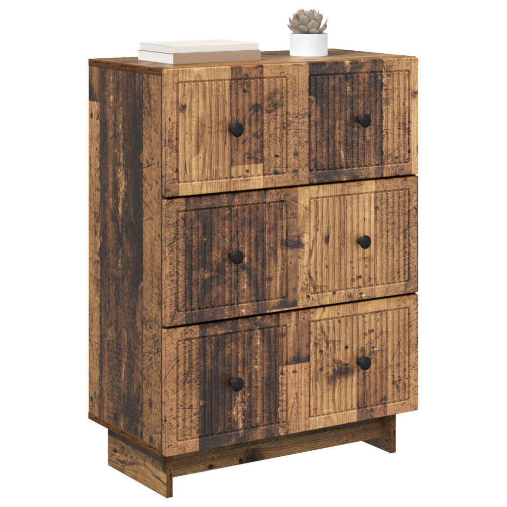 Produktbild för Lådans skåp Gammalt trä 66 x 34,5 x 90 cm Konstruerat trä