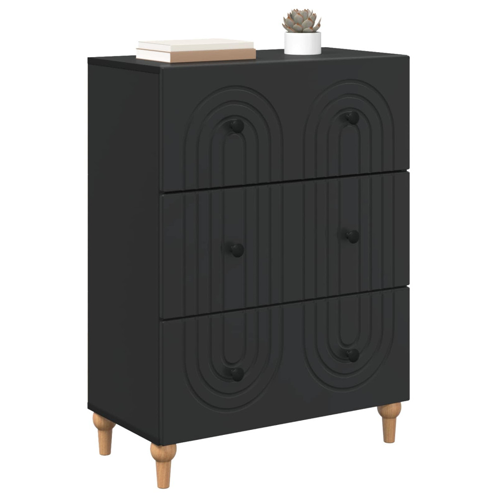 Produktbild för Lådans skåp Svart 66 x 34,5 x 90 cm Konstruerat trä