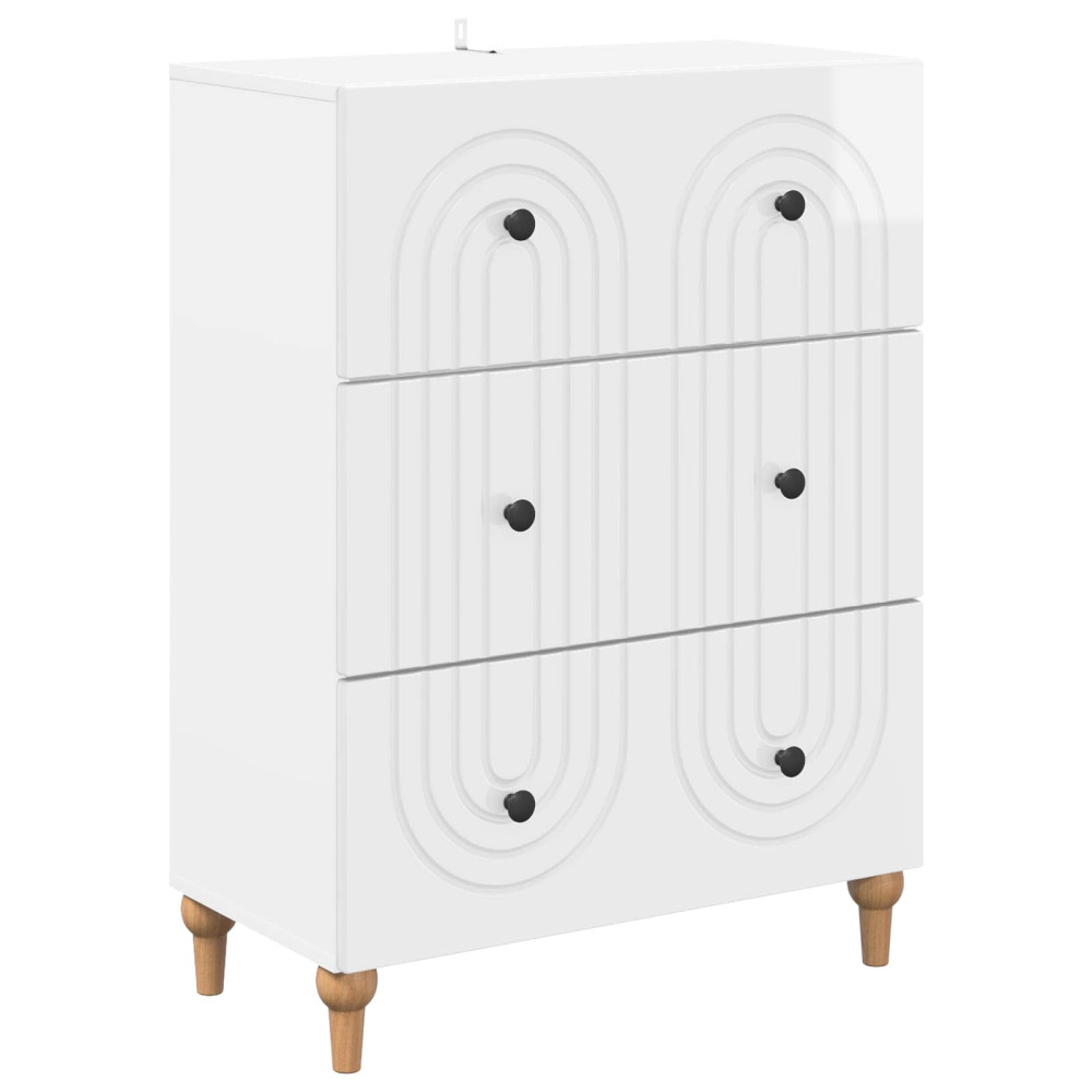 Produktbild för Lådans skåp Vit högglans 66 x 34,5 x 90 cm Konstruerat trä