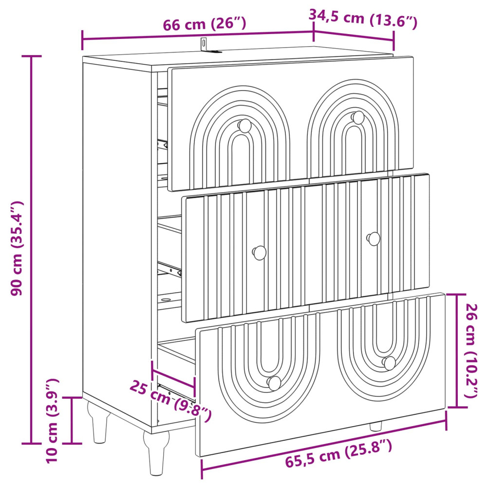 Produktbild för Lådans skåp Vit högglans 66 x 34,5 x 90 cm Konstruerat trä