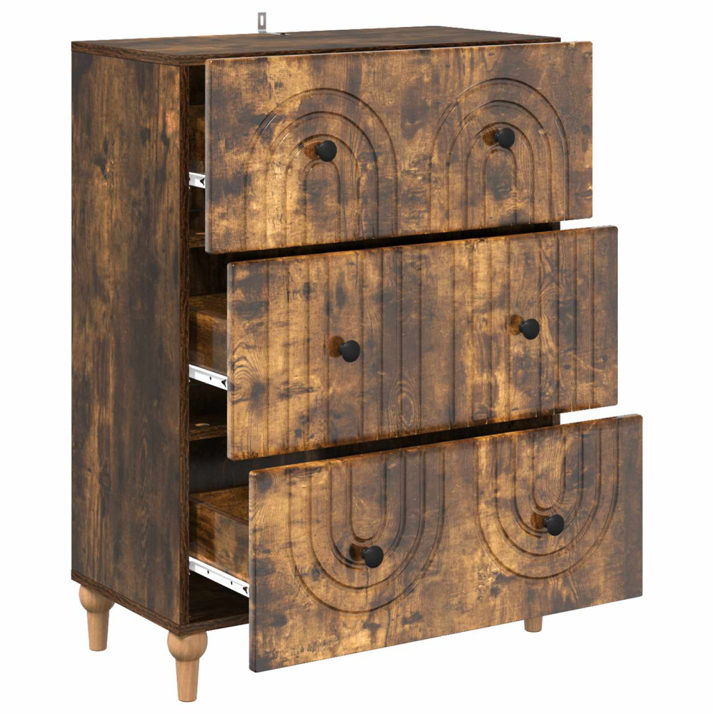Produktbild för Lådans skåp Rökt ek 66 x 34,5 x 90 cm Konstruerat trä