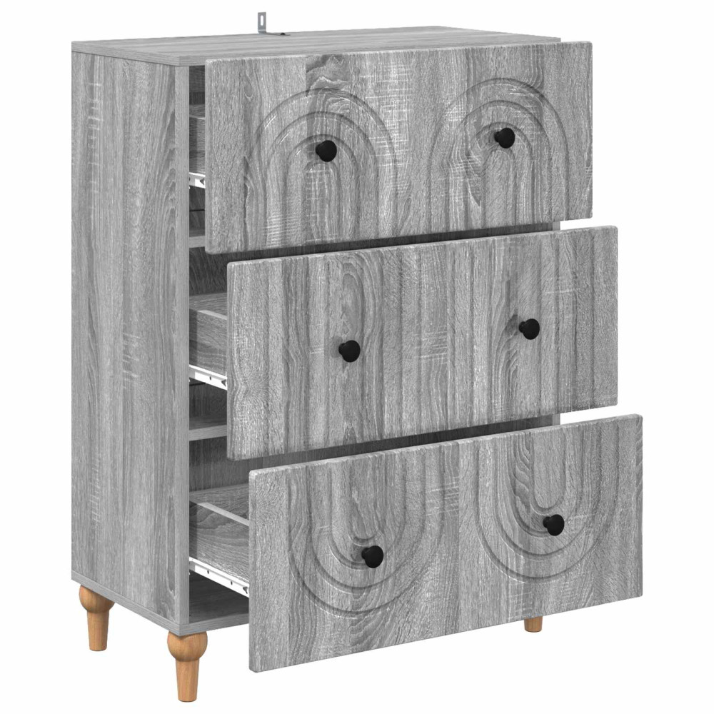 Produktbild för Lådans skåp Grå sonoma-ek 66 x 34,5 x 90 cm Konstruerat trä