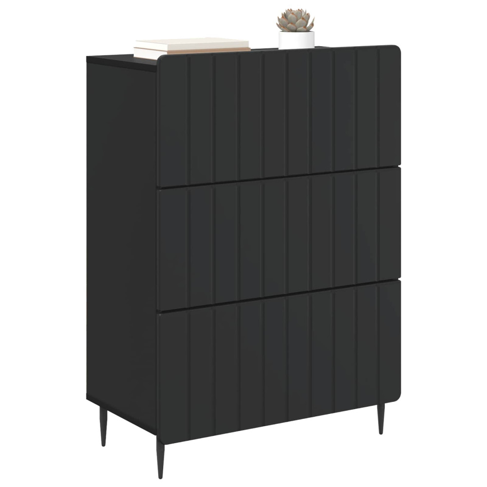 Produktbild för Lådans skåp Svart 66 x 34,5 x 92 cm Konstruerat trä