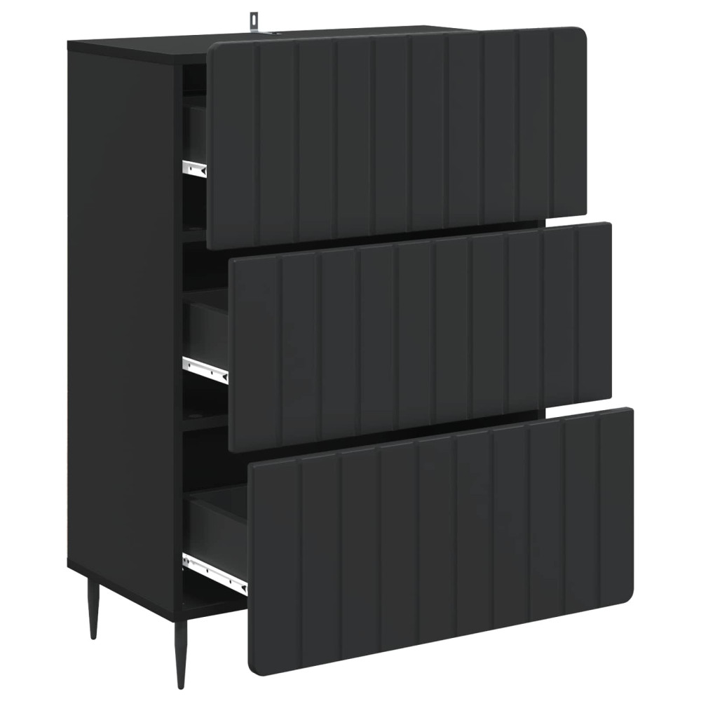 Produktbild för Lådans skåp Svart 66 x 34,5 x 92 cm Konstruerat trä