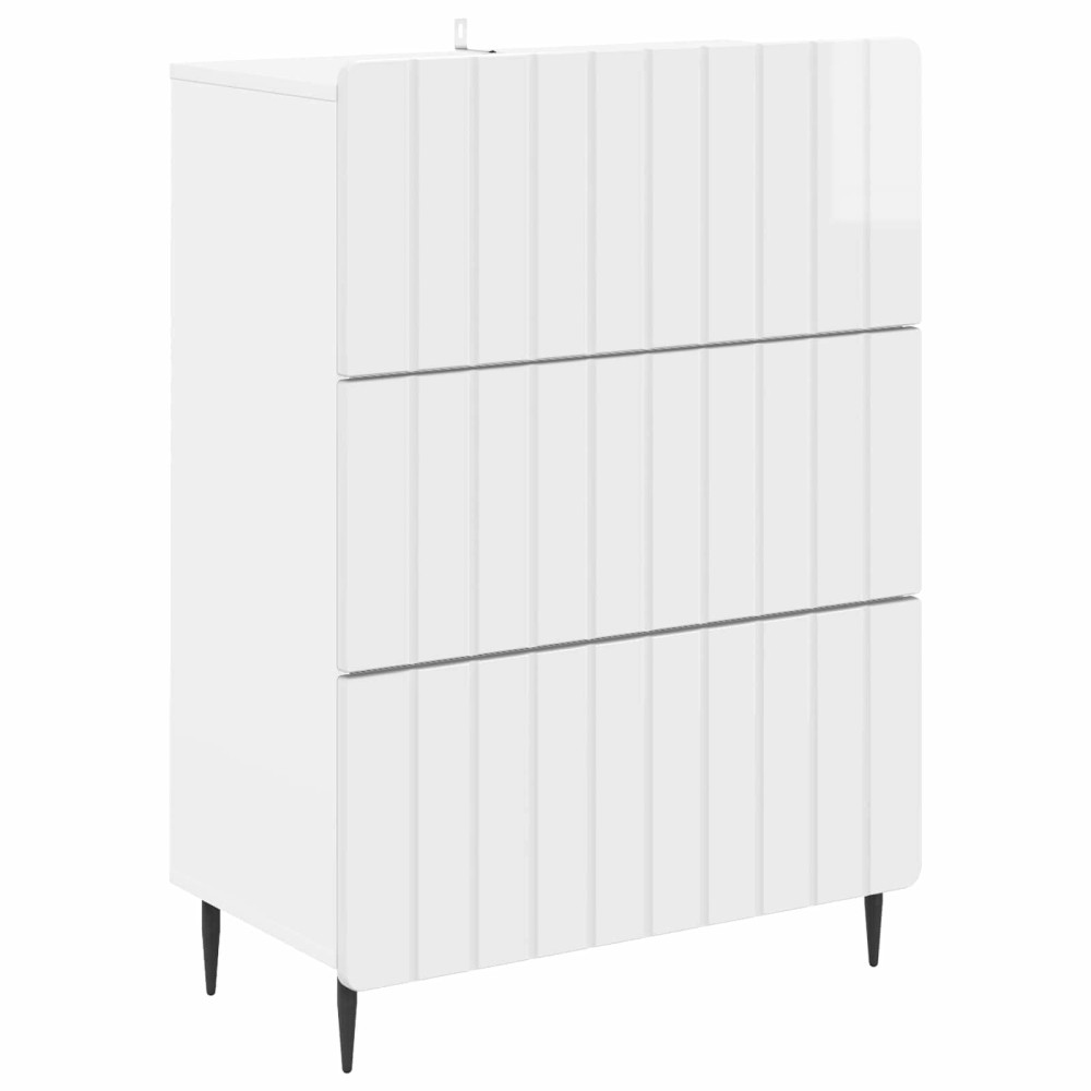 Produktbild för Lådans skåp Vit högglans 66 x 34,5 x 92 cm Konstruerat trä