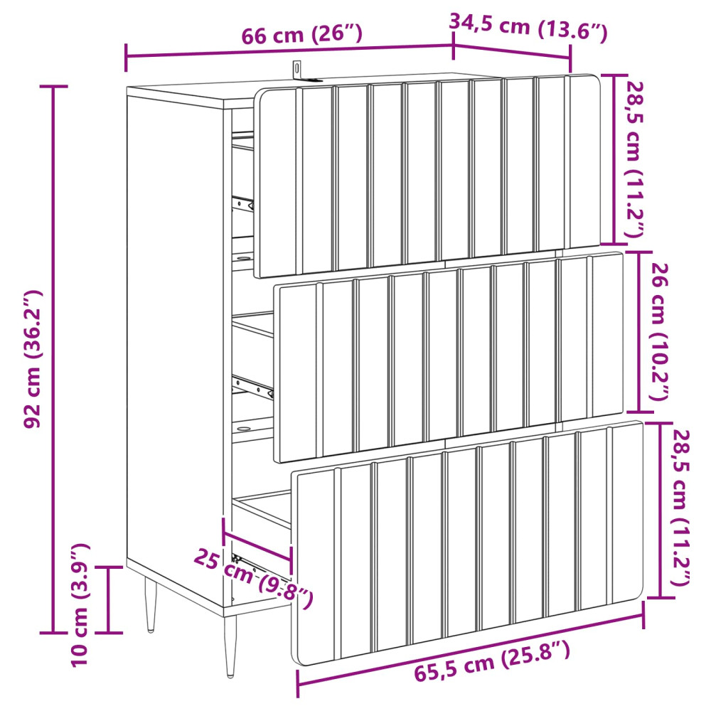 Produktbild för Lådans skåp Vit högglans 66 x 34,5 x 92 cm Konstruerat trä