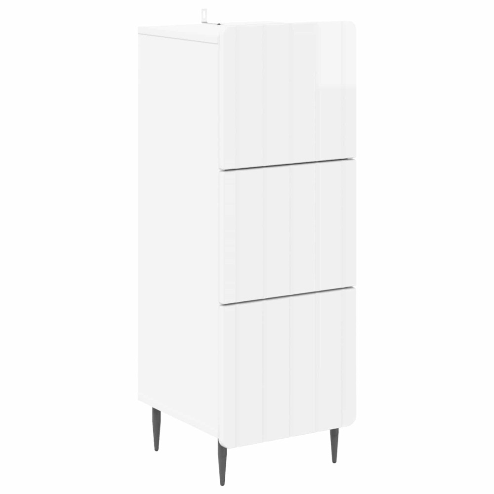 Produktbild för Lådans skåp Vit högglans 33 x 34,5 x 92 cm Konstruerat trä