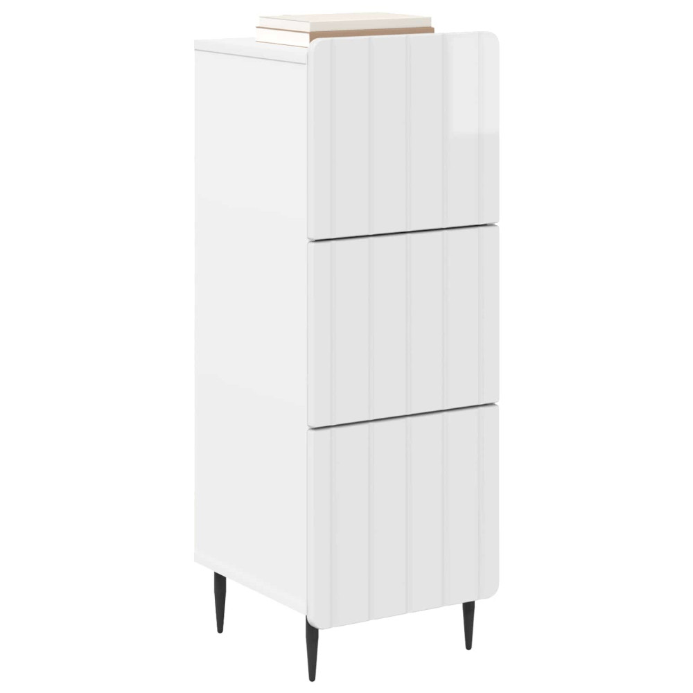 Produktbild för Lådans skåp Vit högglans 33 x 34,5 x 92 cm Konstruerat trä