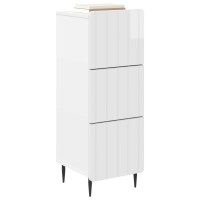 Produktbild för Lådans skåp Vit högglans 33 x 34,5 x 92 cm Konstruerat trä