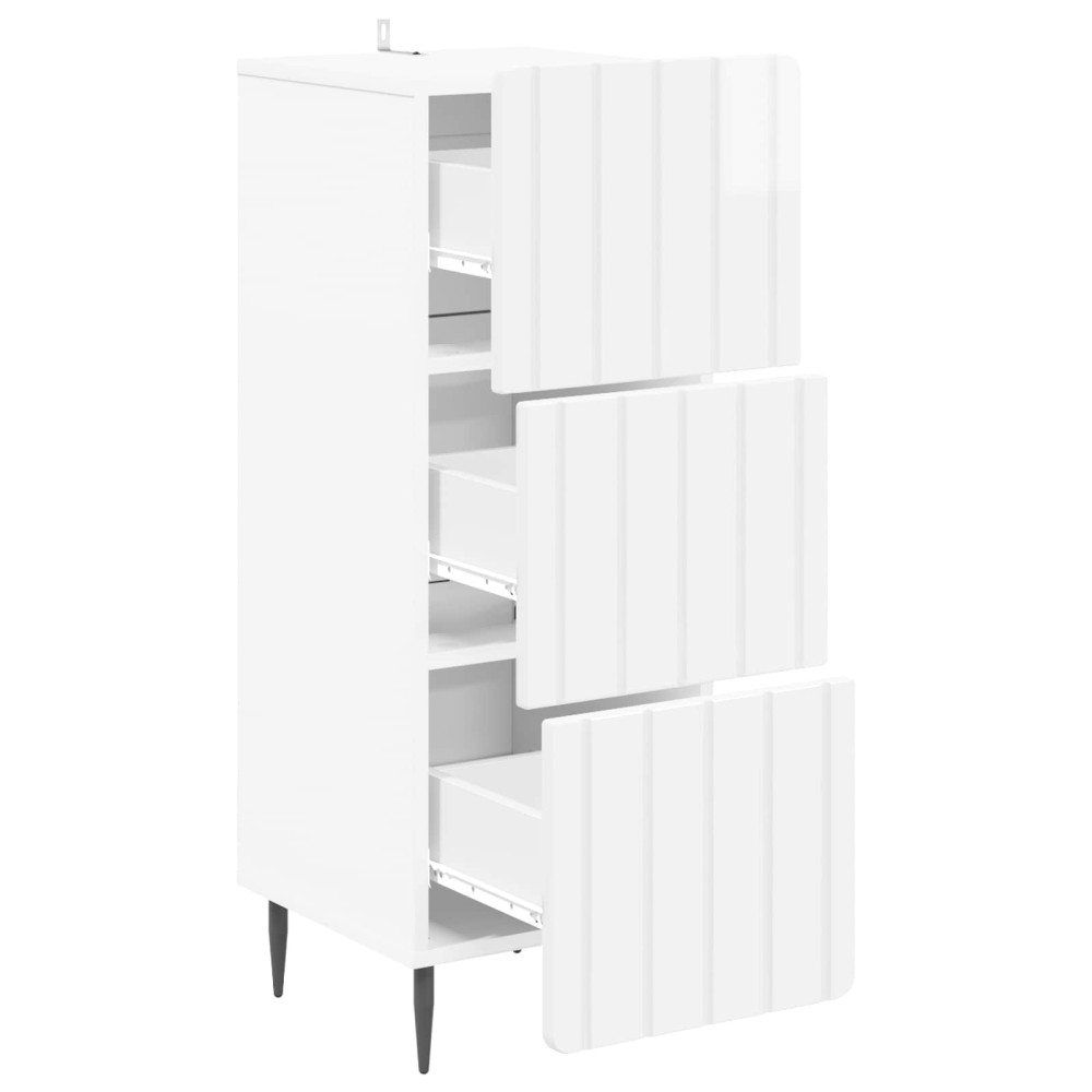 Produktbild för Lådans skåp Vit högglans 33 x 34,5 x 92 cm Konstruerat trä