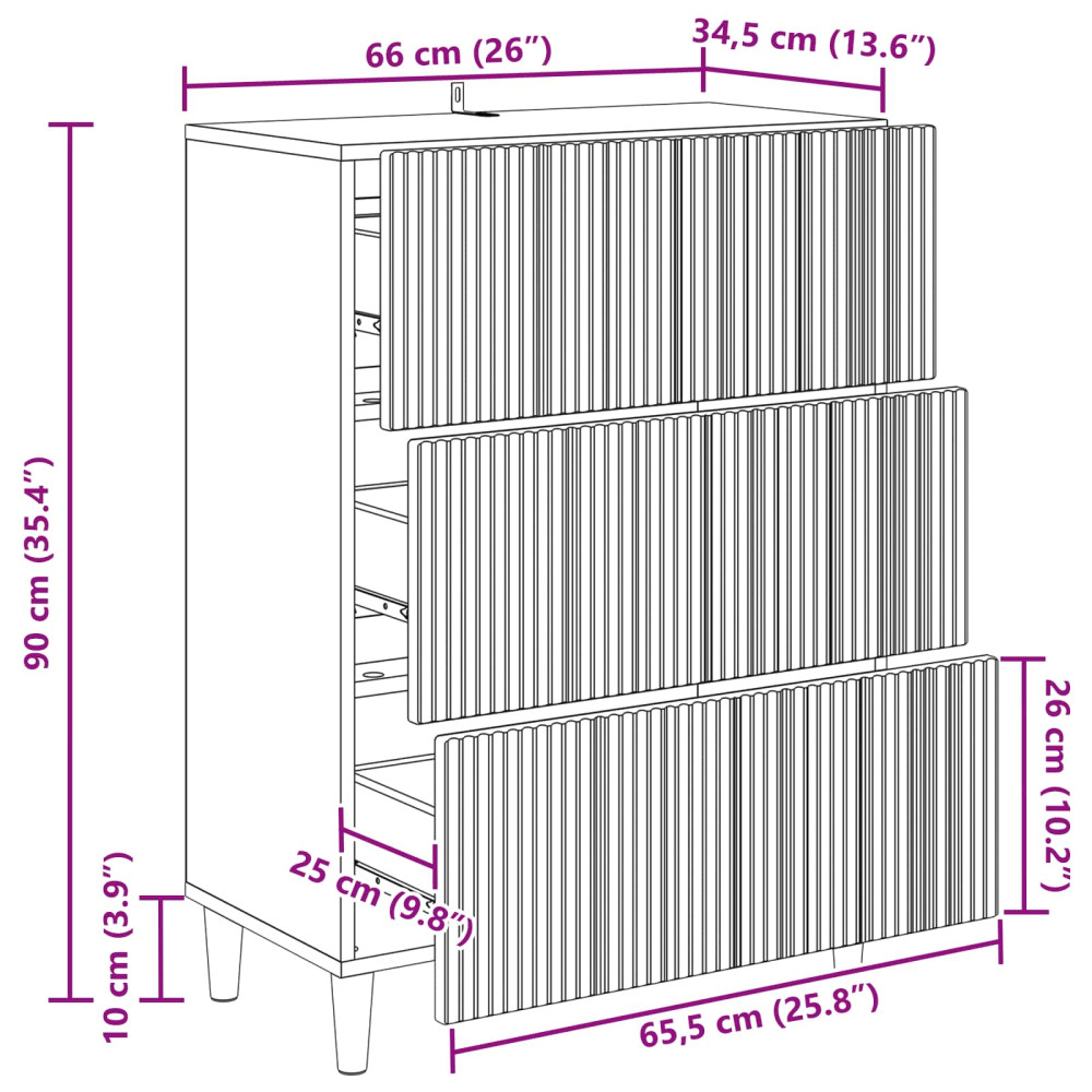 Produktbild för Lådans skåp Artisan-ek 66 x 34,5 x 90 cm Konstruerat trä