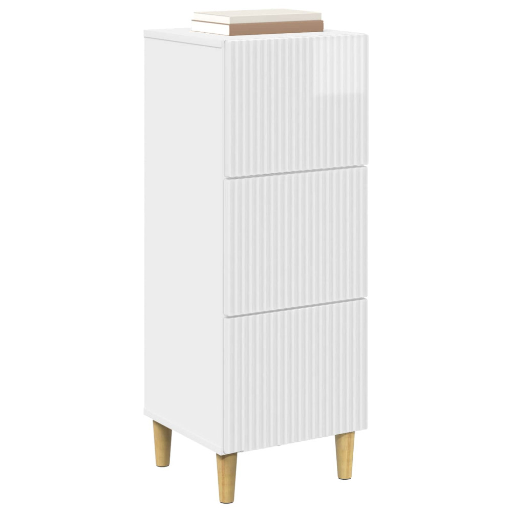 Produktbild för Lådans skåp Vit högglans 33 x 34,5 x 90 cm Konstruerat trä