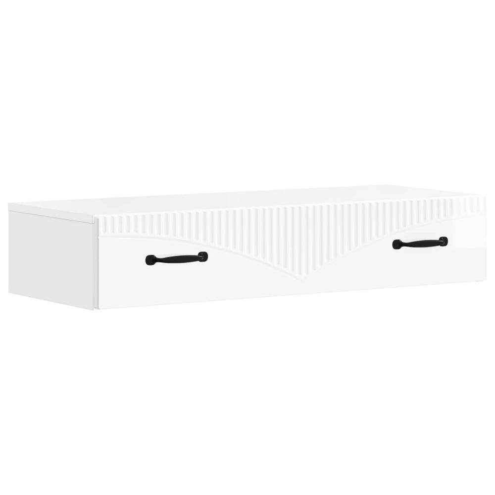 Produktbild för Väggmonterad sidobord Vit högglans 87,5 x 34,5 x 17 cm