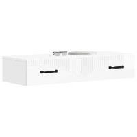 Produktbild för Väggmonterad sidobord Vit högglans 87,5 x 34,5 x 17 cm