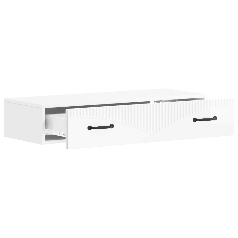 Produktbild för Väggmonterad sidobord Vit högglans 87,5 x 34,5 x 17 cm