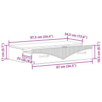 Produktbild för Väggmonterad sidobord Rökt ek 87,5 x 34,5 x 17 cm