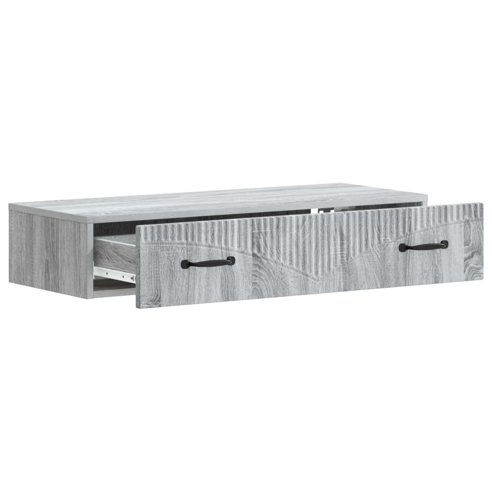 Produktbild för Väggmonterad sidobord Grå sonoma-ek 87,5 x 34,5 x 17 cm