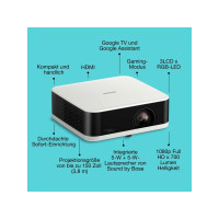 Produktbild för Epson Lifestudio Pop EF-61W - 3LCD-projektor - bärbar - 802.11a/b/g/n/ac wireless / Bluetooth - diamantvit