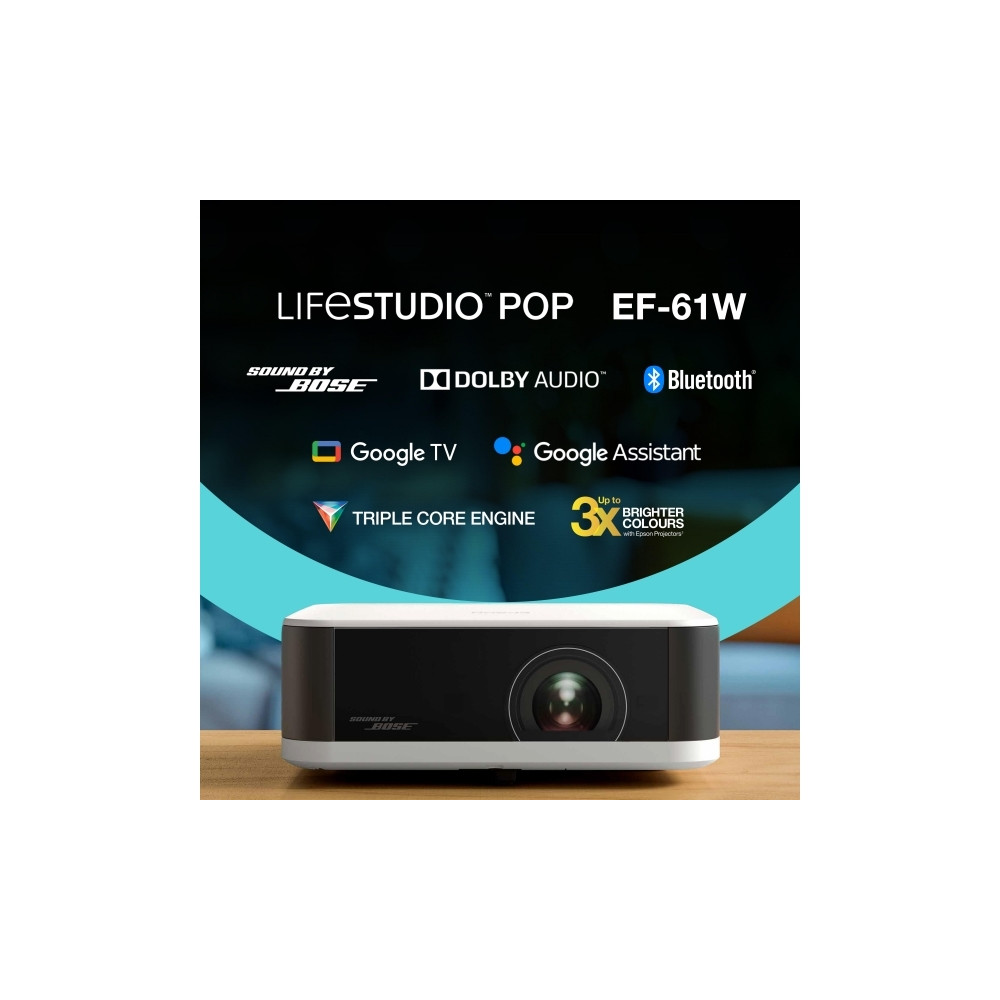 Produktbild för Epson Lifestudio Pop EF-61W - 3LCD-projektor - bärbar - 802.11a/b/g/n/ac wireless / Bluetooth - diamantvit