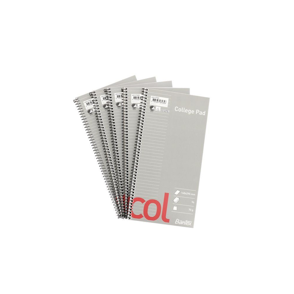 Produktbild för Bantex COL studeanteckningsbok 148x295 mm, linjerat, ostrukt...