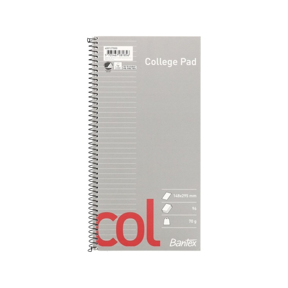 Produktbild för Bantex COL studeanteckningsbok 148x295 mm, linjerat, ostrukt...