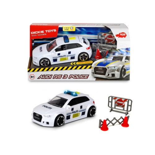 Dickie Dickie SOS polisbil Audi RS3 m/ avspärrning och tillbehör 1:...