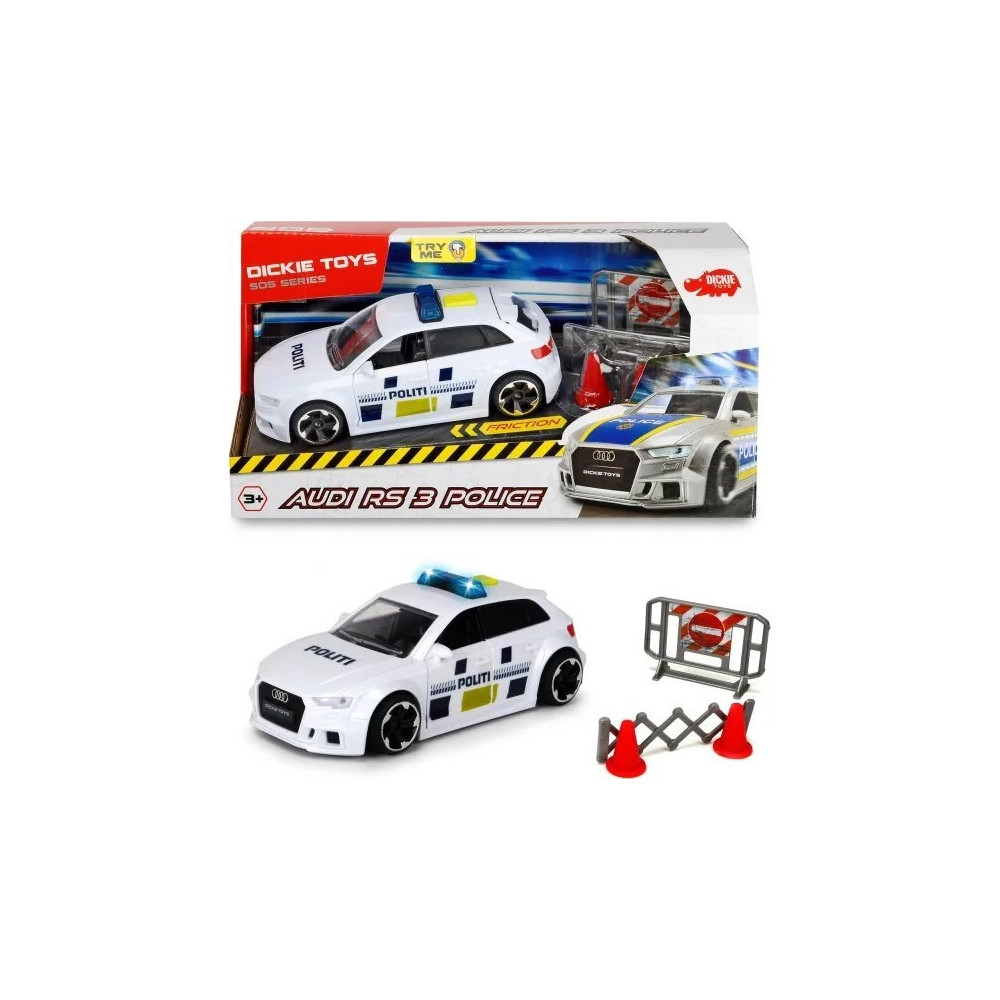 Produktbild för Dickie SOS polisbil Audi RS3 m/ avspärrning och tillbehör 1:...