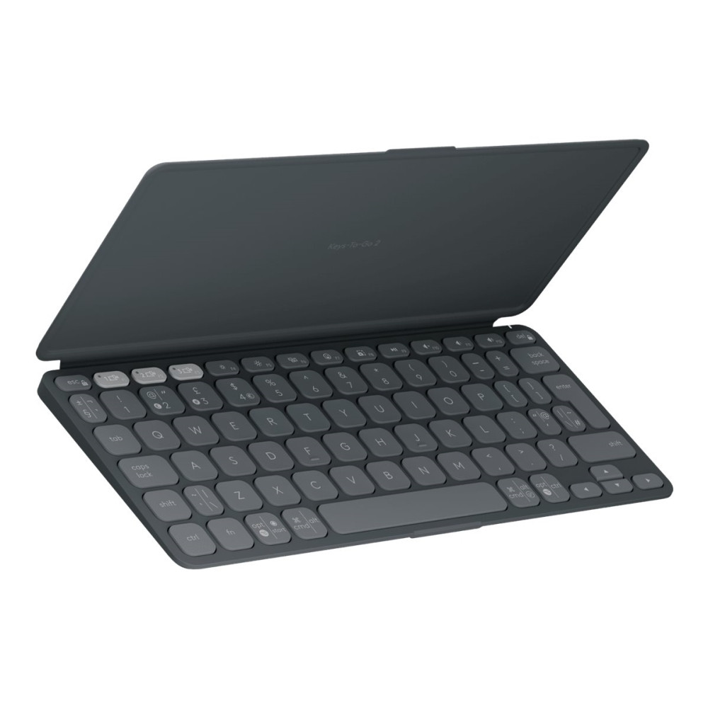 Produktbild för Logitech Keys-To-Go 2 - tangentbord - inbyggt skydd - QWERTY - USA, internationellt - grafit Inmatningsenhet