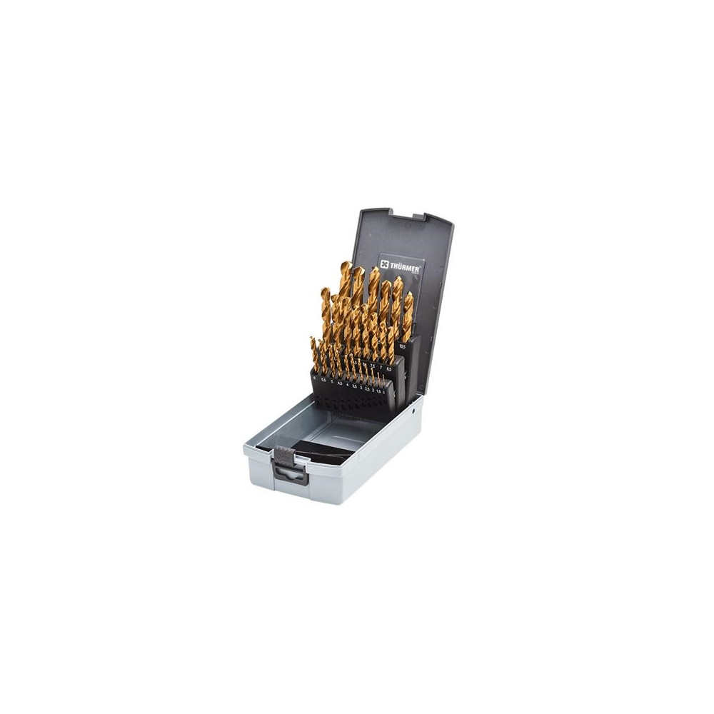 Produktbild för THÜRMER TOOLS metallborr TIN-belagt HSS borrsats 1–13 mm, 0,...