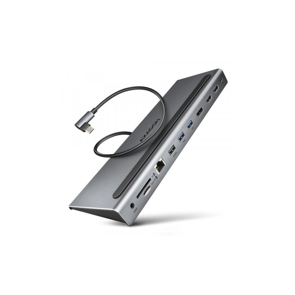 Produktbild för AXAGON HMC-4KX3 - dockningsstation - USB-C 3.2 Gen 1 / USB 3.0 / Thunderbolt 3 / Thunderbolt 4 - 2 x HDMI, DP - 1GbE