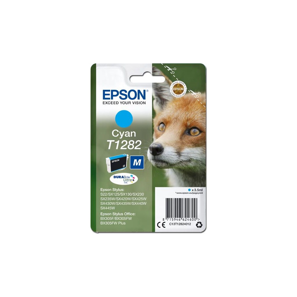 Produktbild för Epson T1282 - M-storlek - cyan - original - bläckpatron
