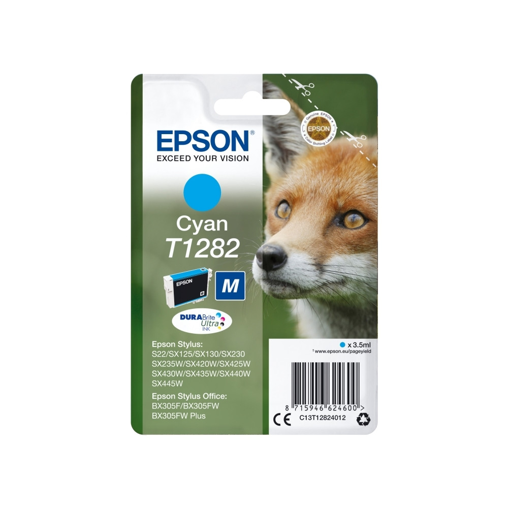 Produktbild för Epson T1282 - M-storlek - cyan - original - bläckpatron