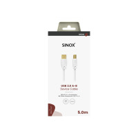 Produktbild för Sinox SOC04105, 5 m, USB A, USB B, USB 2.0, 0,48 Gbit/s, Vit