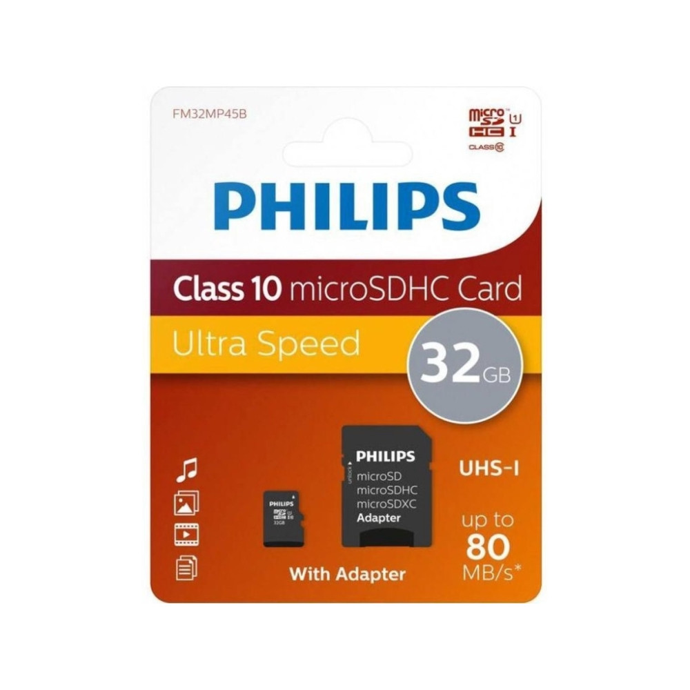 Produktbild för Philips FM32MP45B - flash-minneskort - 32 GB - microSDHC