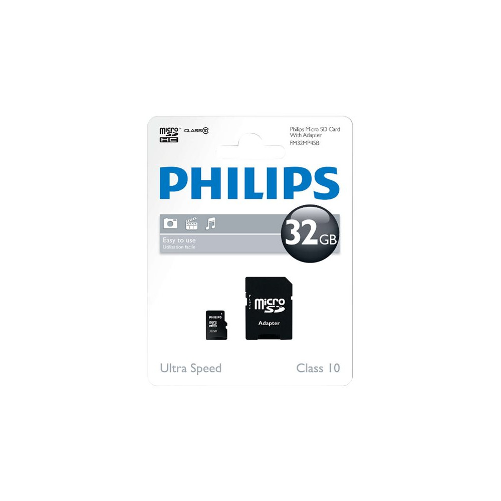 Produktbild för Philips FM32MP45B - flash-minneskort - 32 GB - microSDHC