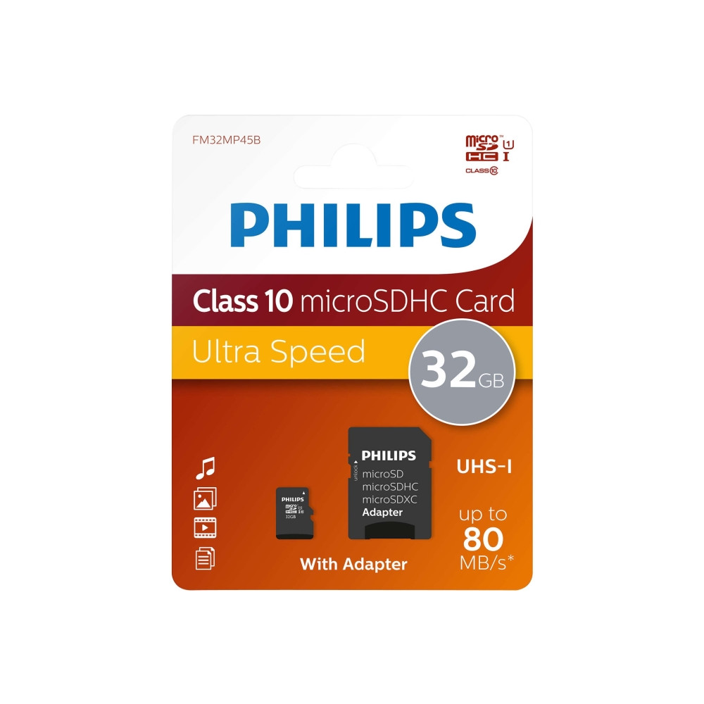Produktbild för Philips FM32MP45B - flash-minneskort - 32 GB - microSDHC