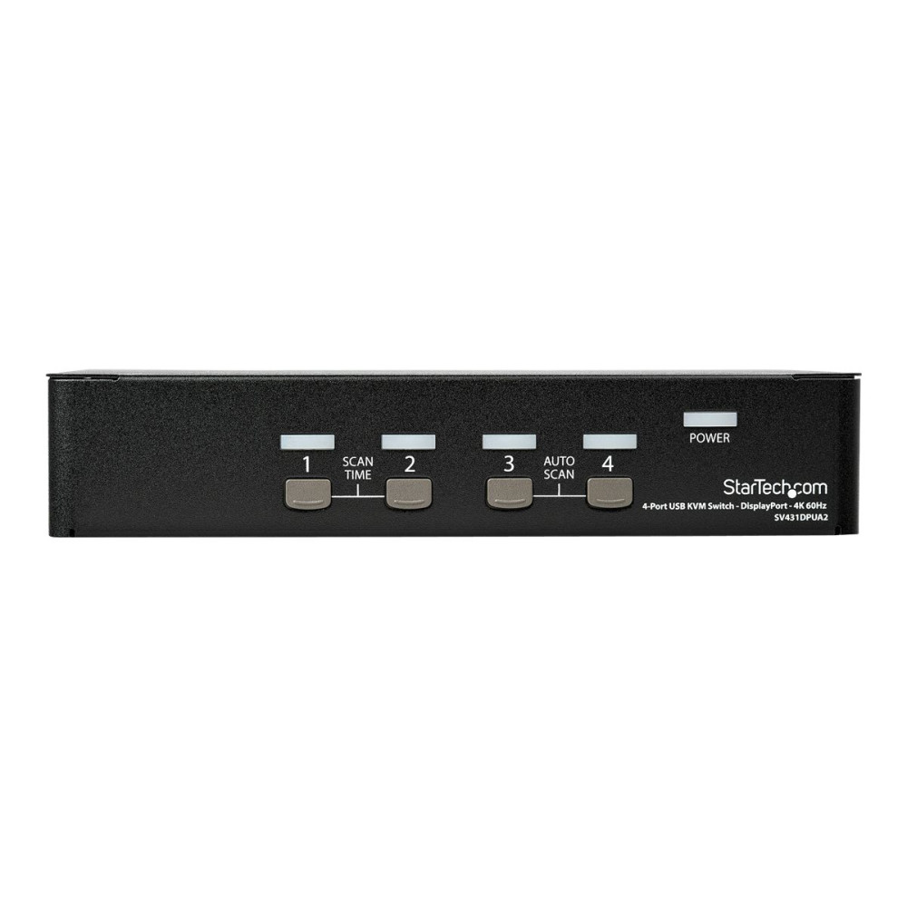Produktbild för StarTech.com 4-ports DisplayPort KVM-switch med 4K 60 Hz upplösning - omkopplare för tangentbord/video/mus/ljud - 4 portar